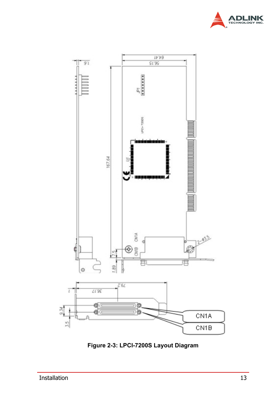 Figure 2-3: lpci-7200s layout diagram | ADLINK cPCI-7200 User Manual | Page 25 / 96