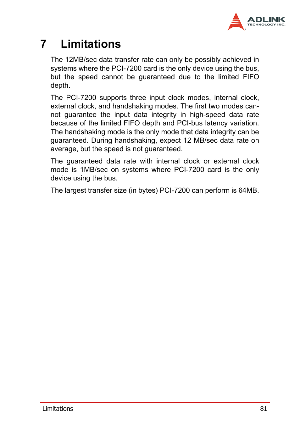 7 limitations, 7limitations | ADLINK cPCI-7200 User Manual | Page 93 / 96