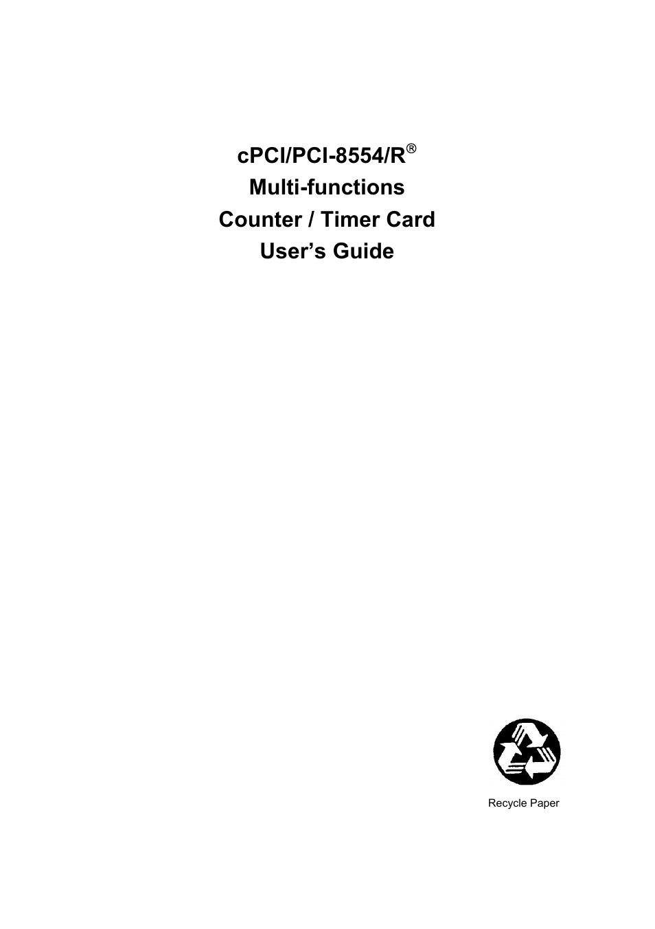ADLINK cPCI-8554/R User Manual | 67 pages