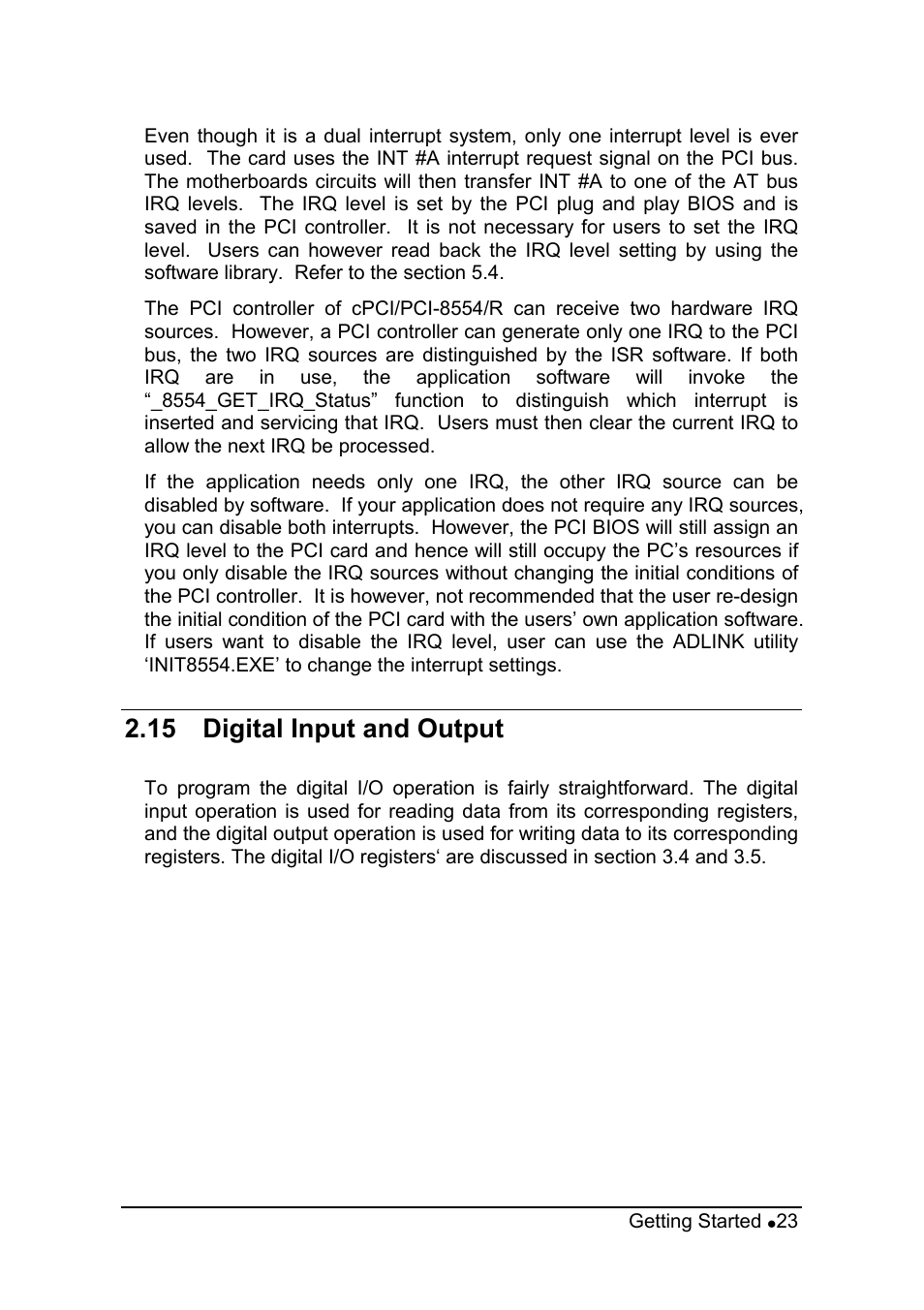 15 digital input and output | ADLINK cPCI-8554/R User Manual | Page 33 / 67