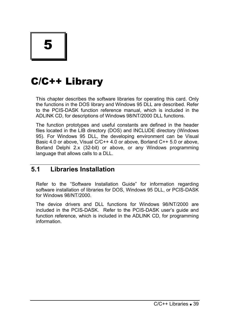 C/c++ library | ADLINK cPCI-8554/R User Manual | Page 49 / 67