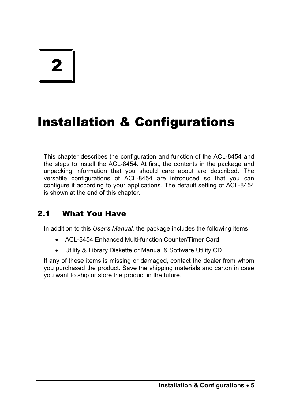 Installation & configurations | ADLINK ACL-8454/12 User Manual | Page 13 / 63