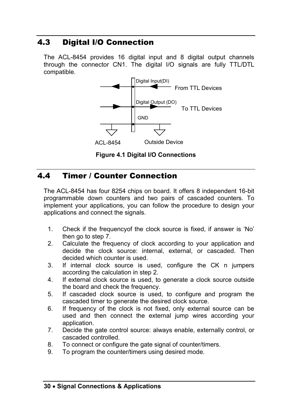 3 digital i/o connection, 4 timer / counter connection | ADLINK ACL-8454/12 User Manual | Page 38 / 63