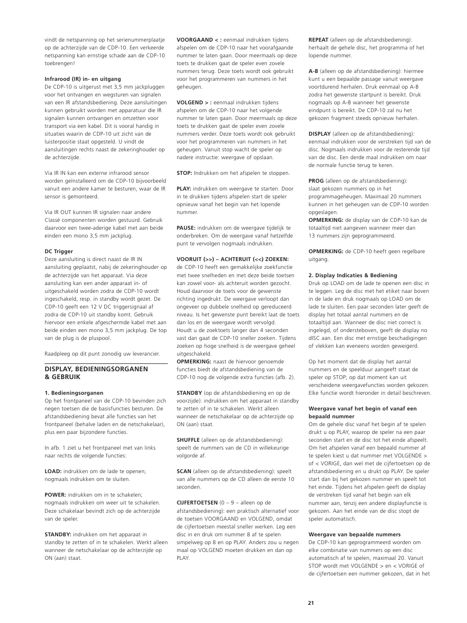 Classe Audio CDP-10 User Manual | Page 24 / 29