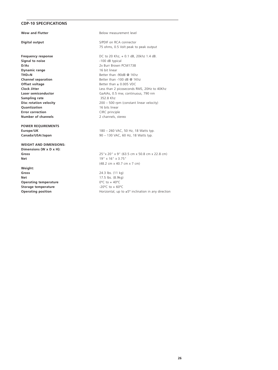 Classe Audio CDP-10 User Manual | Page 29 / 29