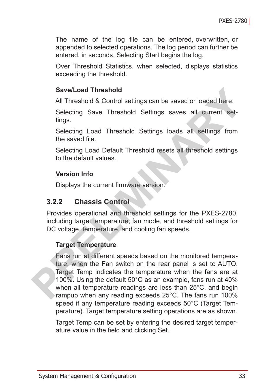 2 chassis control, Chassis control, Preliminary | ADLINK PXES-2780 User Manual | Page 43 / 56