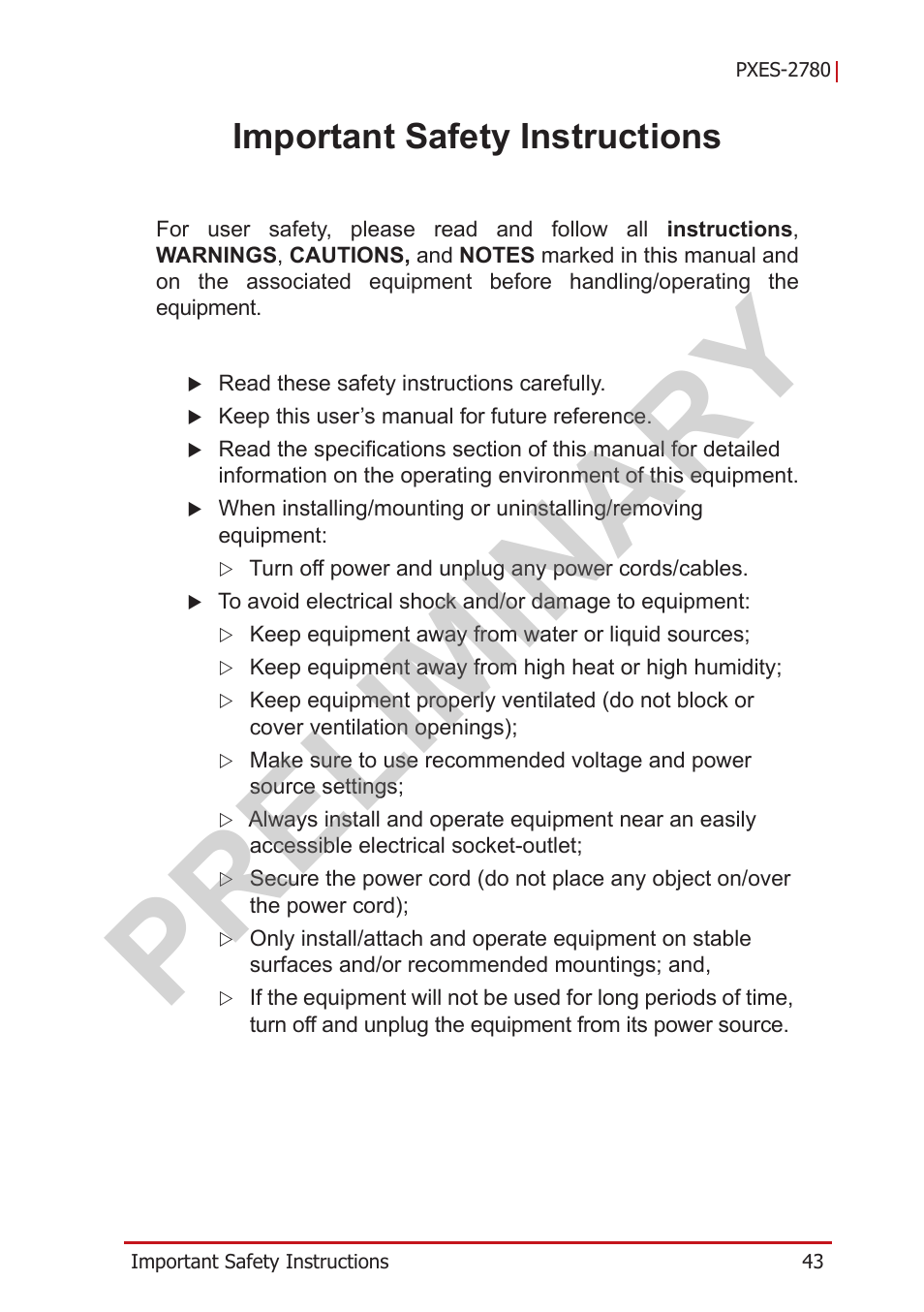 Important safety instructions, Preliminary | ADLINK PXES-2780 User Manual | Page 53 / 56