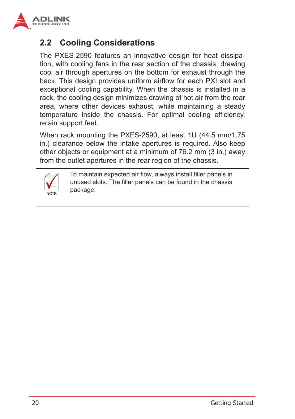 2 cooling considerations, Cooling considerations | ADLINK PXES-2590 User Manual | Page 30 / 90