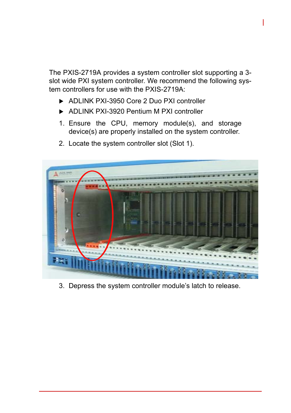 3 hardware installation, 1 installing the system controller, Hardware installation | Installing the system controller | ADLINK PXIS-2719A User Manual | Page 31 / 70