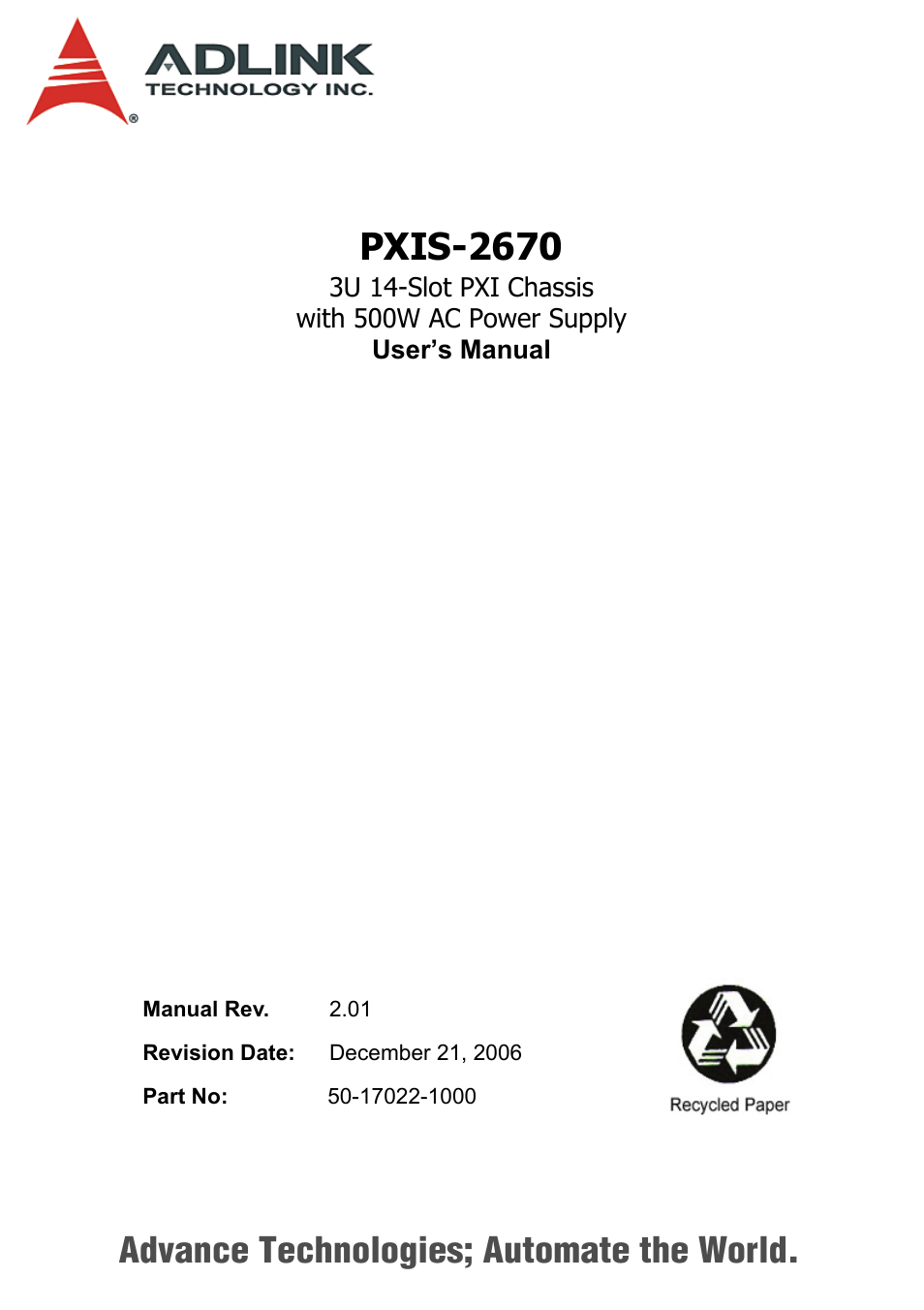 ADLINK PXIS-2670 User Manual | 46 pages