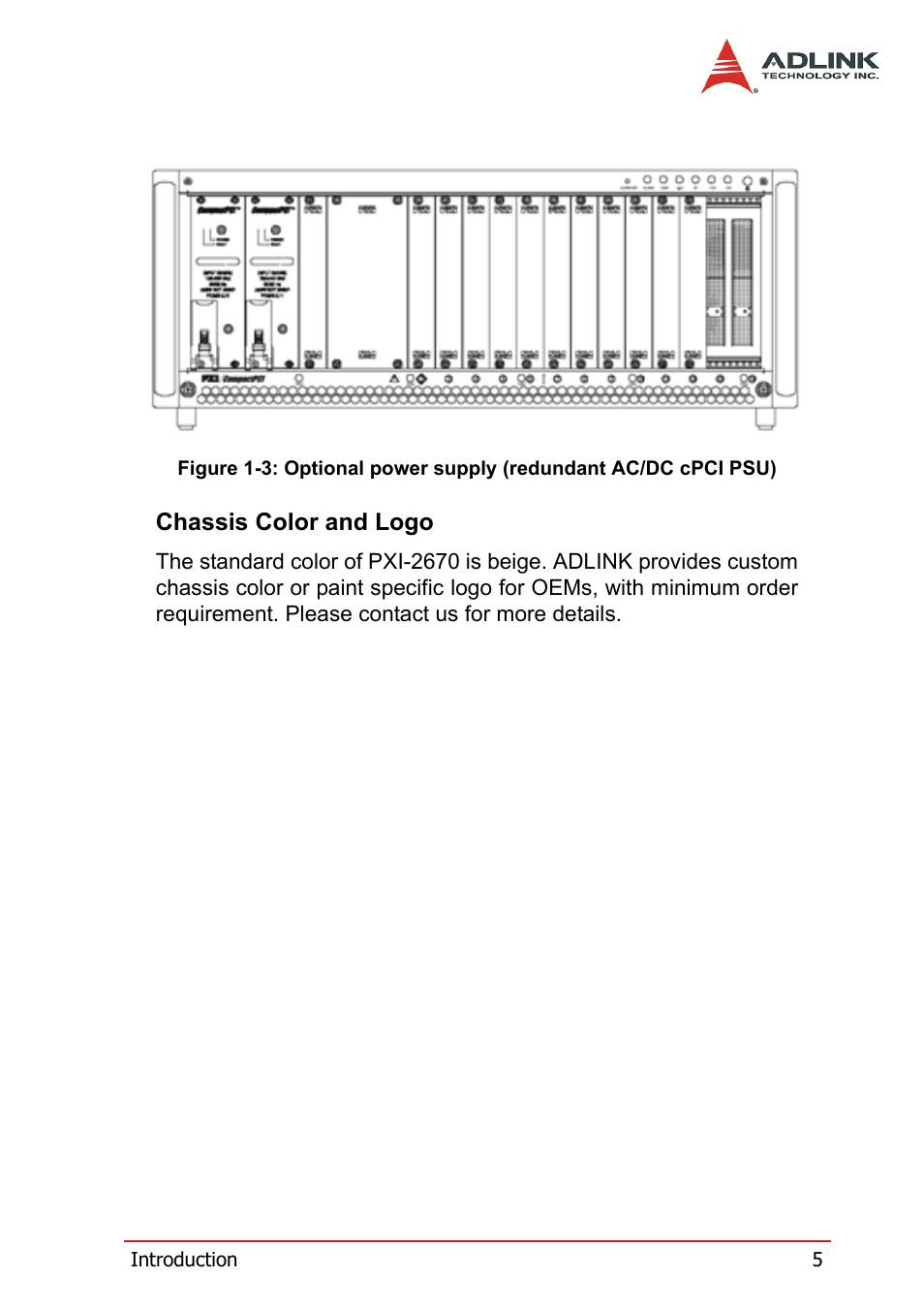 Chassis color and logo | ADLINK PXIS-2670 User Manual | Page 13 / 46