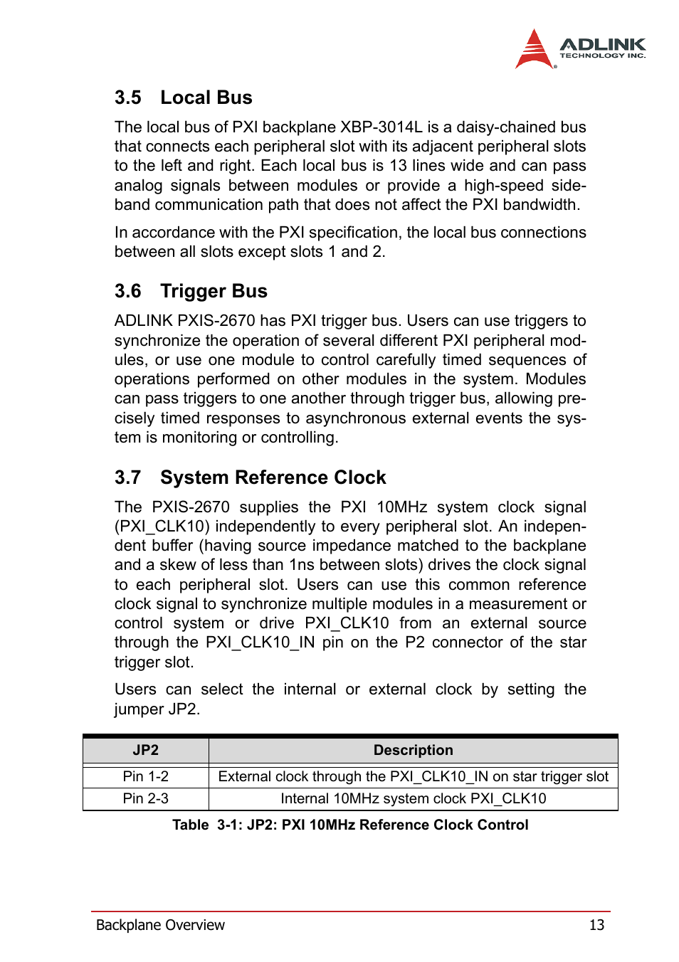 5 local bus, 6 trigger bus, 7 system reference clock | Local bus, Trigger bus, System reference clock | ADLINK PXIS-2670 User Manual | Page 21 / 46