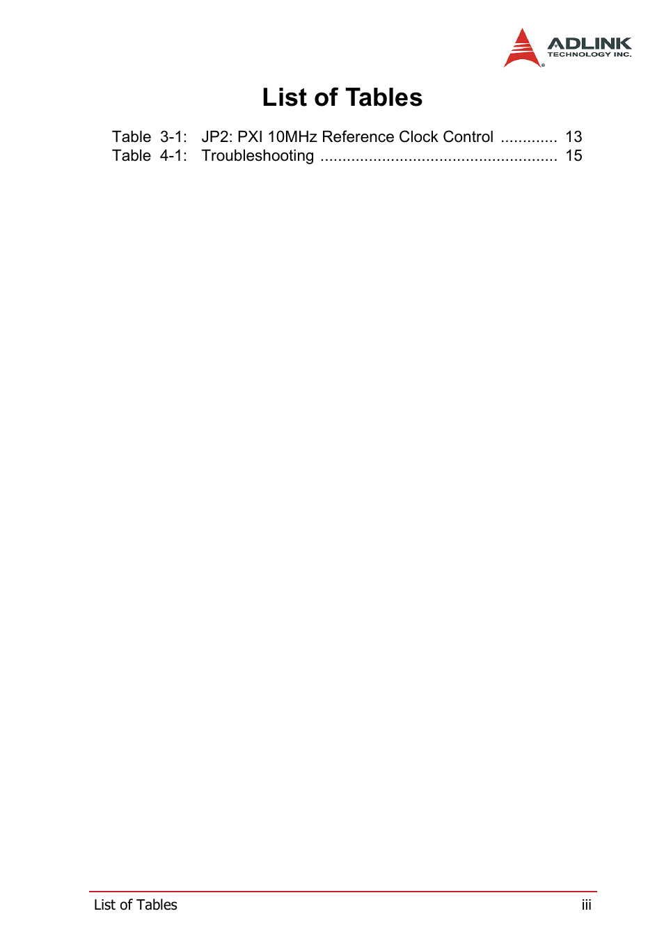 List of tables | ADLINK PXIS-2670 User Manual | Page 7 / 46