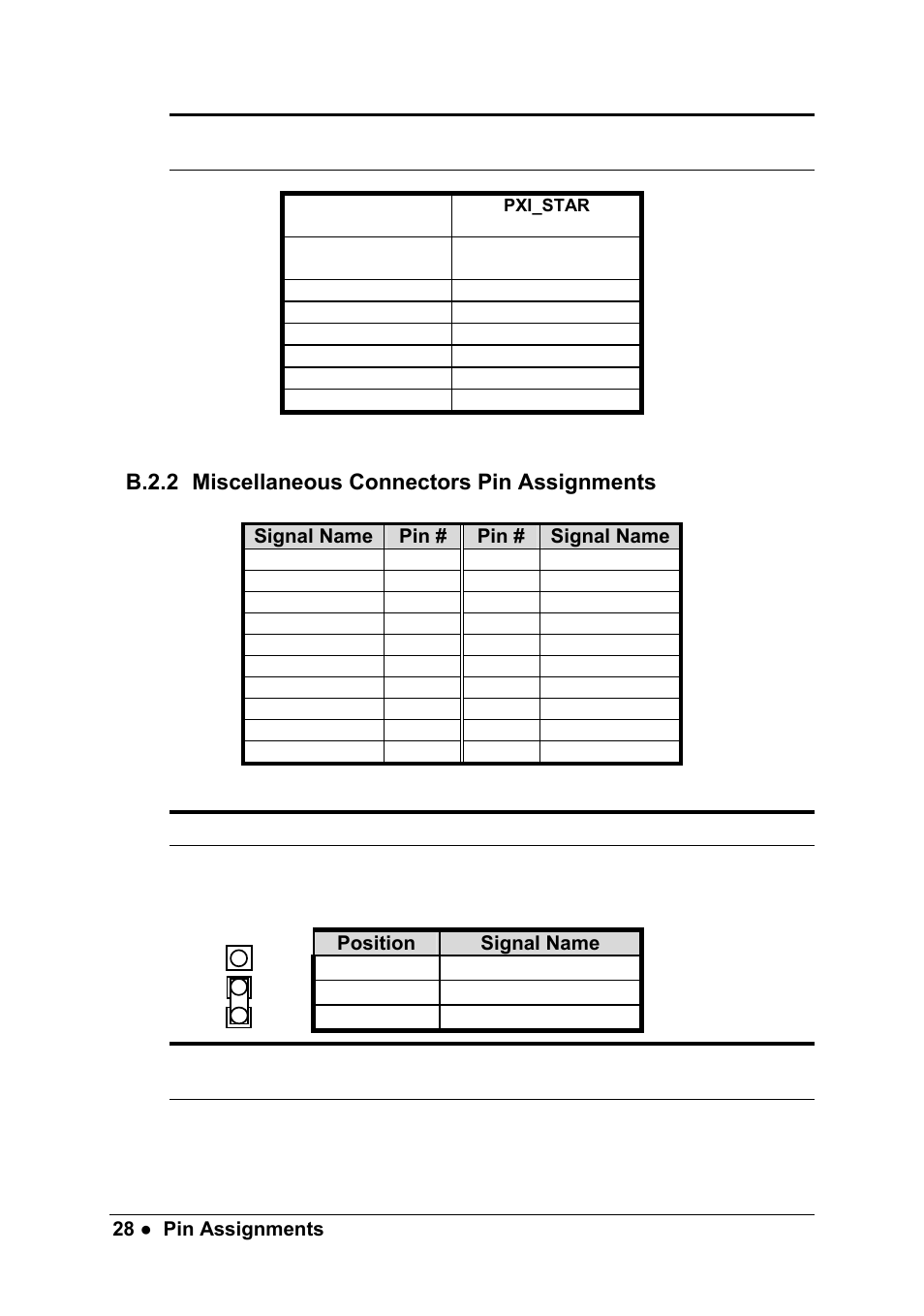 B.2.2 miscellaneous connectors pin assignments | ADLINK PXIS-2630 Series User Manual | Page 34 / 41