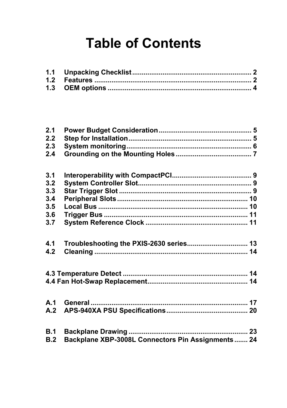 ADLINK PXIS-2630 Series User Manual | Page 4 / 41