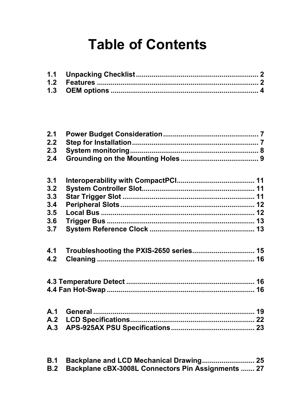 ADLINK PXIS-2630 Series User Manual | Page 4 / 44