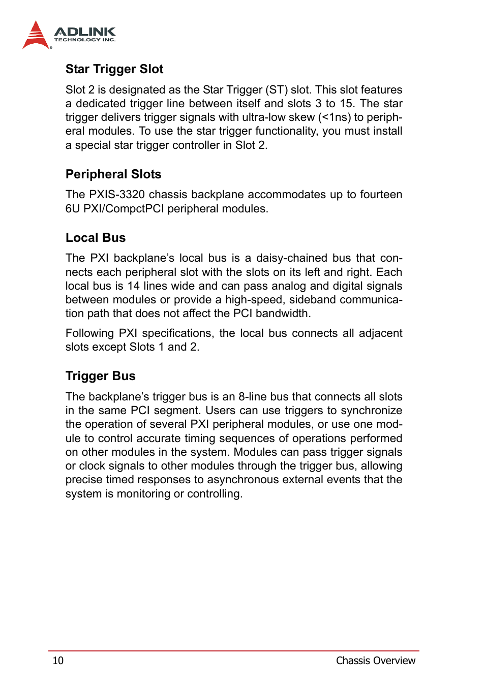 Star trigger slot, Peripheral slots, Local bus | Trigger bus | ADLINK PXIS-3320 User Manual | Page 18 / 50