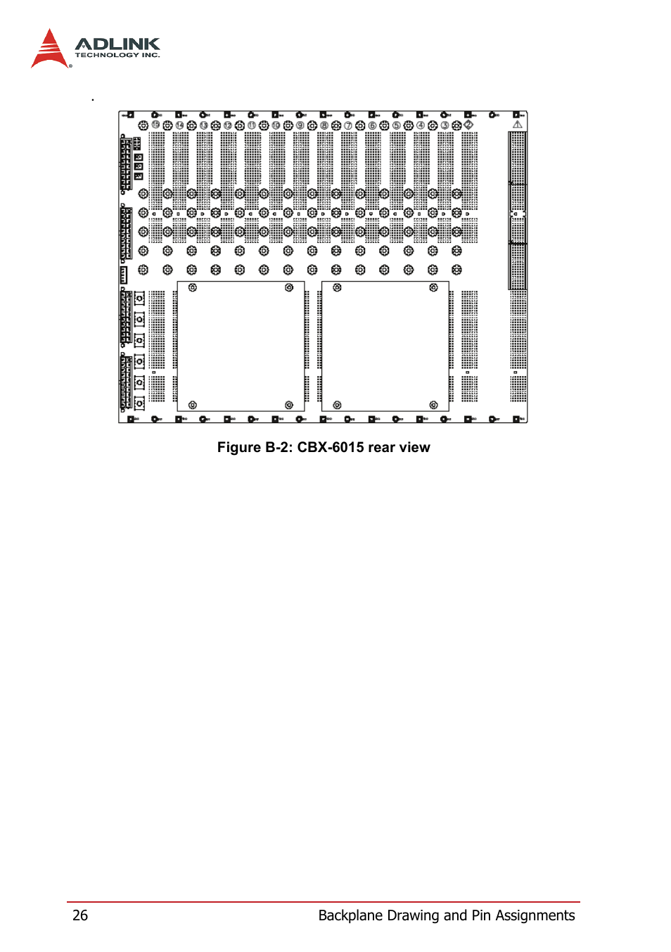 Figure b-2: cbx-6015 rear view | ADLINK PXIS-3320 User Manual | Page 34 / 50