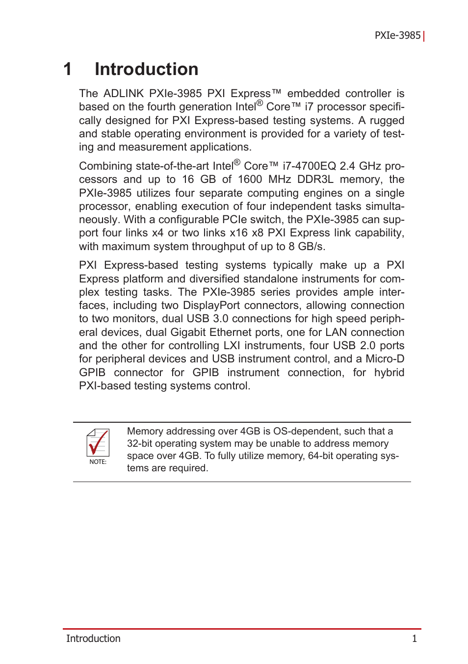 1 introduction, 1introduction | ADLINK PXIe-3985 User Manual | Page 13 / 62