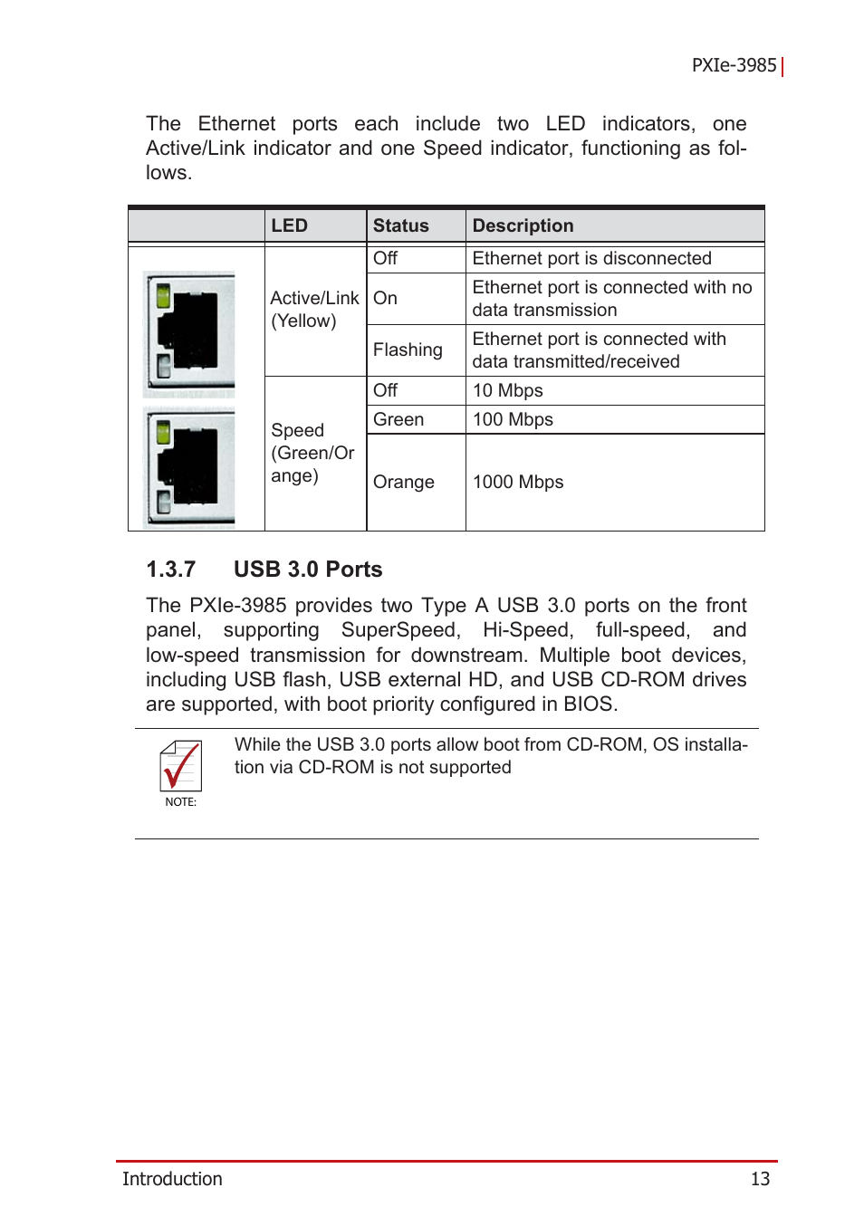 7 usb 3.0 ports, Usb 3.0 ports | ADLINK PXIe-3985 User Manual | Page 25 / 62