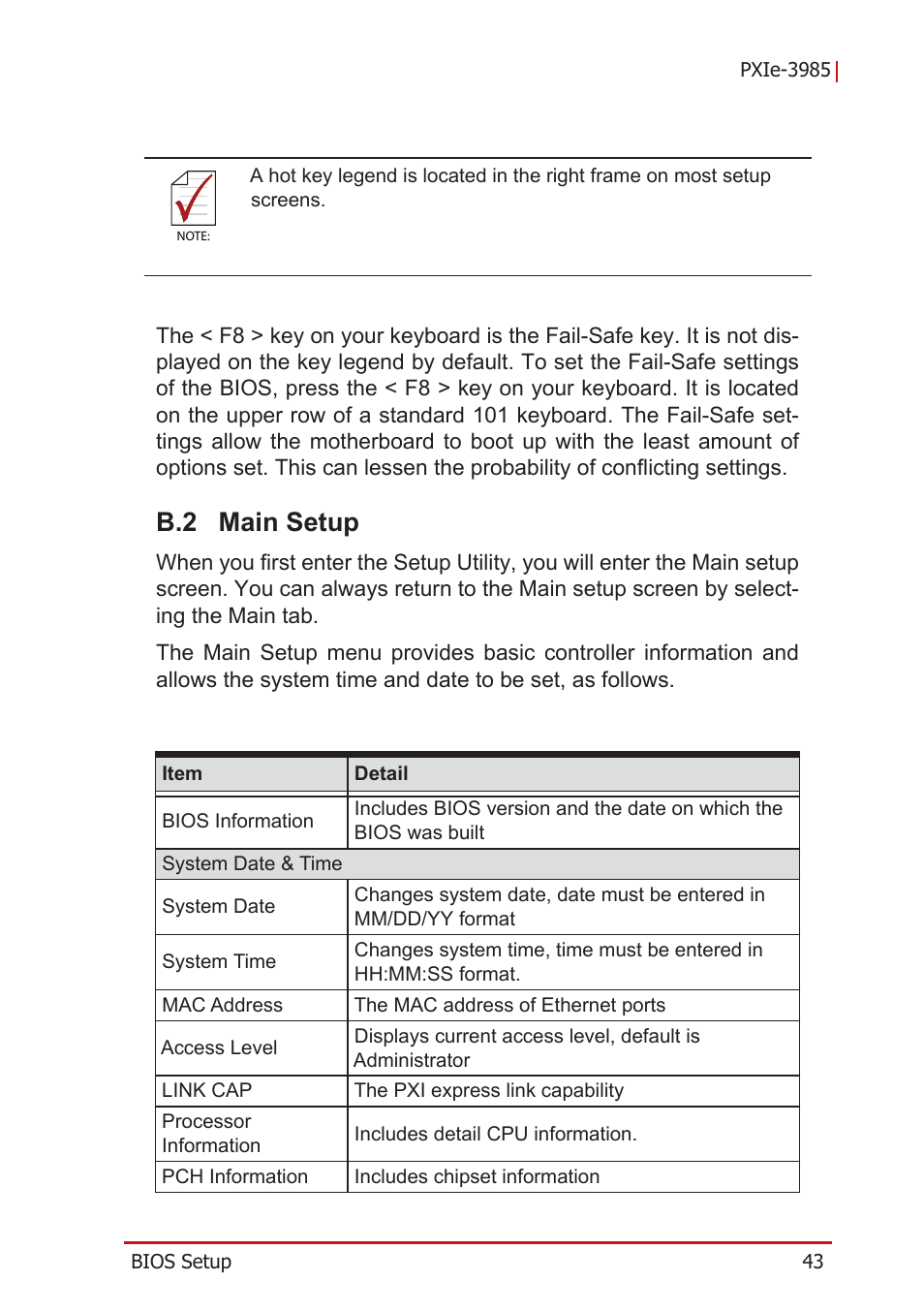 B.2 main setup, Main setup | ADLINK PXIe-3985 User Manual | Page 55 / 62