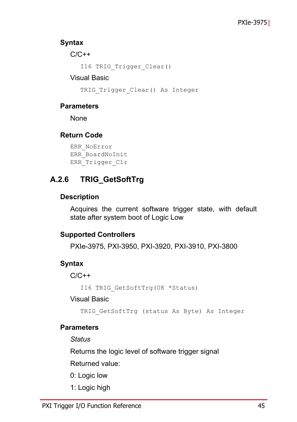 A.2.6 trig_getsofttrg, A.2.6, Trig_getsofttrg | ADLINK PXIe-3975 User Manual | Page 57 / 72