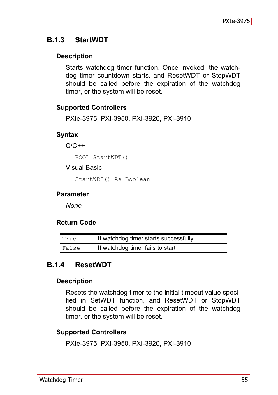 B.1.3 startwdt, B.1.4 resetwdt, B.1.3 | Startwdt, B.1.4, Resetwdt | ADLINK PXIe-3975 User Manual | Page 67 / 72