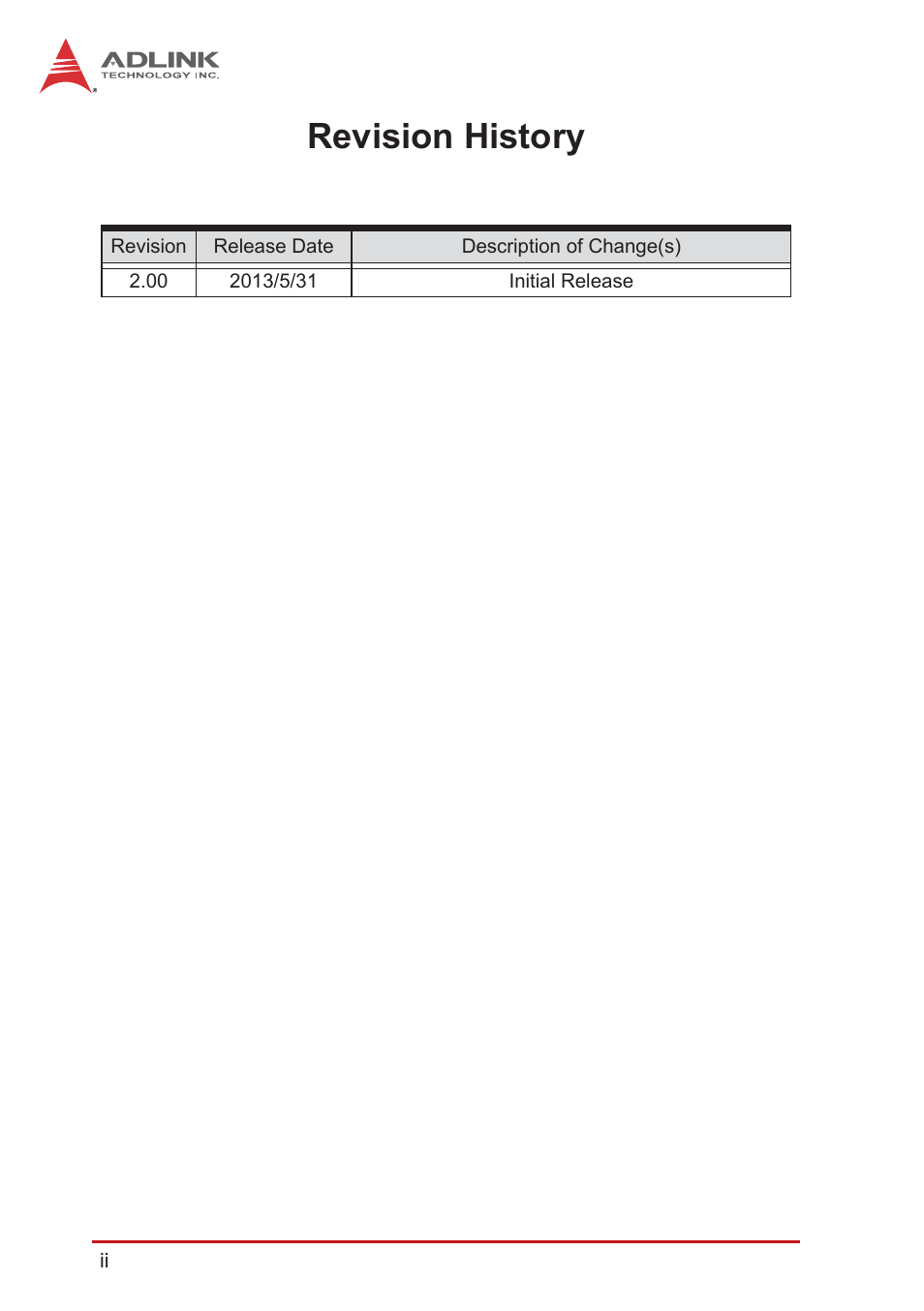 Revision history | ADLINK PXI-3980 User Manual | Page 2 / 70