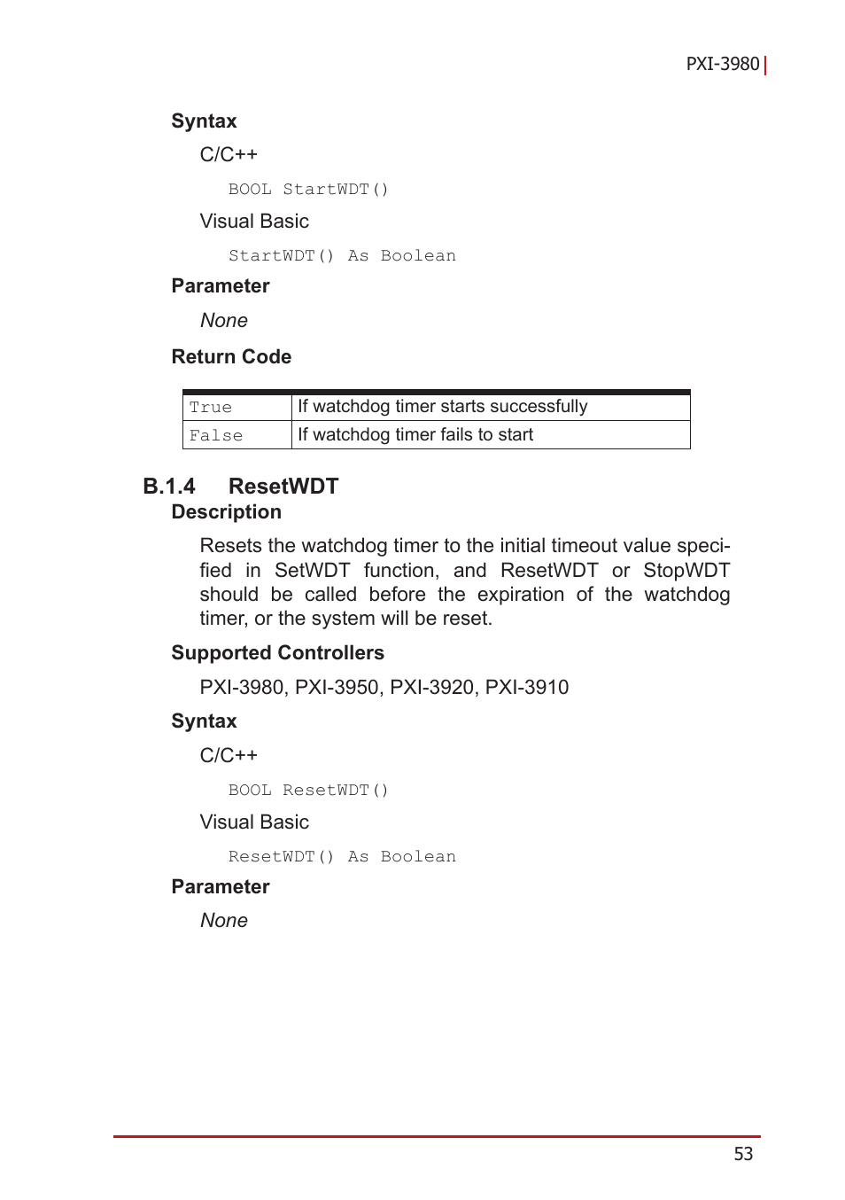 B.1.4 resetwdt, B.1.4, Resetwdt | ADLINK PXI-3980 User Manual | Page 65 / 70