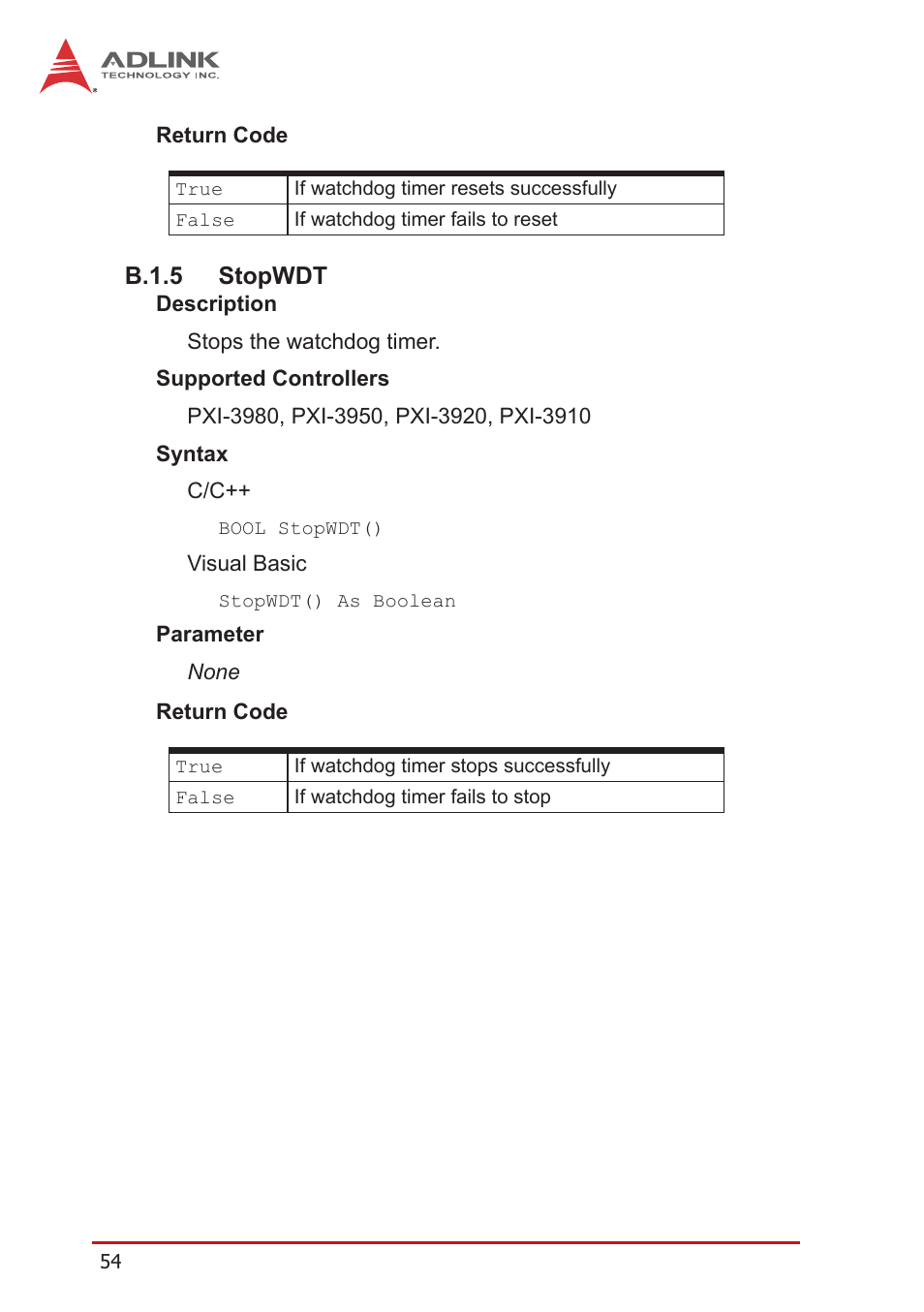 B.1.5 stopwdt, B.1.5, Stopwdt | ADLINK PXI-3980 User Manual | Page 66 / 70