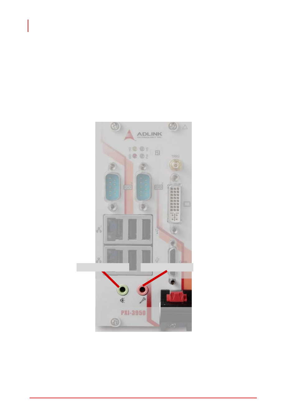 9 high definition audio ports, Figure 2-9: high definition audio ports | ADLINK PXI-3950 User Manual | Page 34 / 84