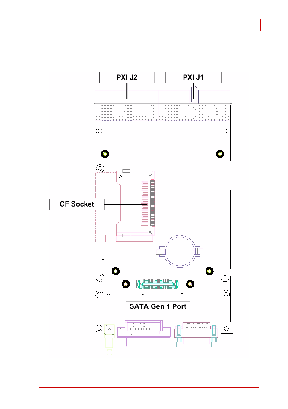 3 on-board connectors layout, Figure 2-10: pxi-3950 board layout, On-board connectors layout | ADLINK PXI-3950 User Manual | Page 35 / 84