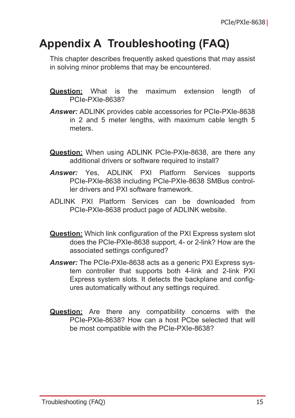 Appendix a troubleshooting (faq) | ADLINK PCIe-PXIe-8638 User Manual | Page 25 / 32