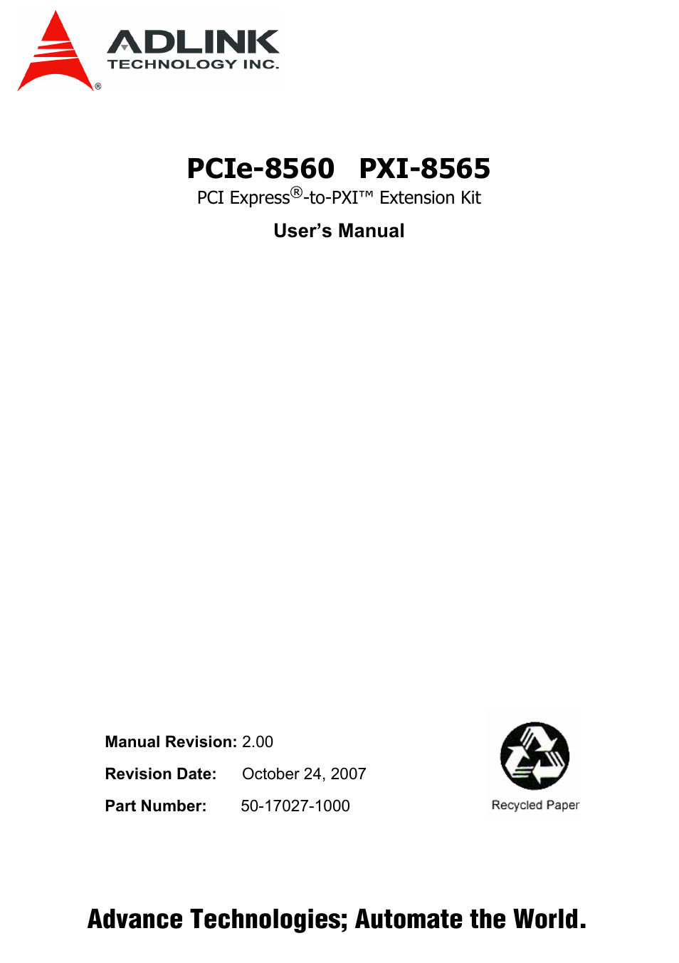 ADLINK PXI-8565 User Manual | 46 pages