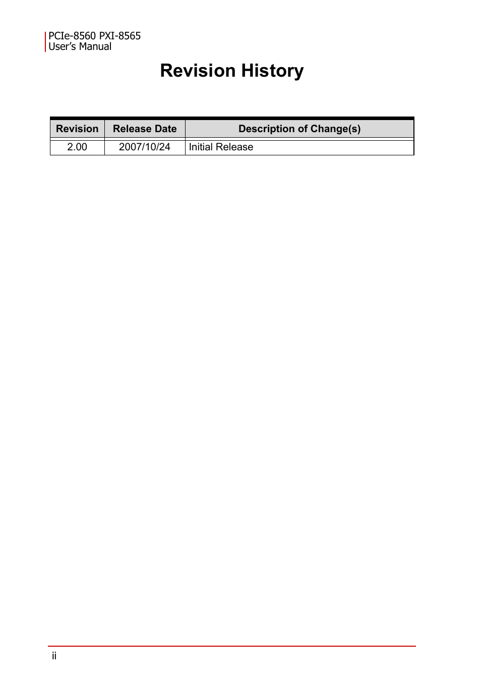 Revision history | ADLINK PXI-8565 User Manual | Page 2 / 46
