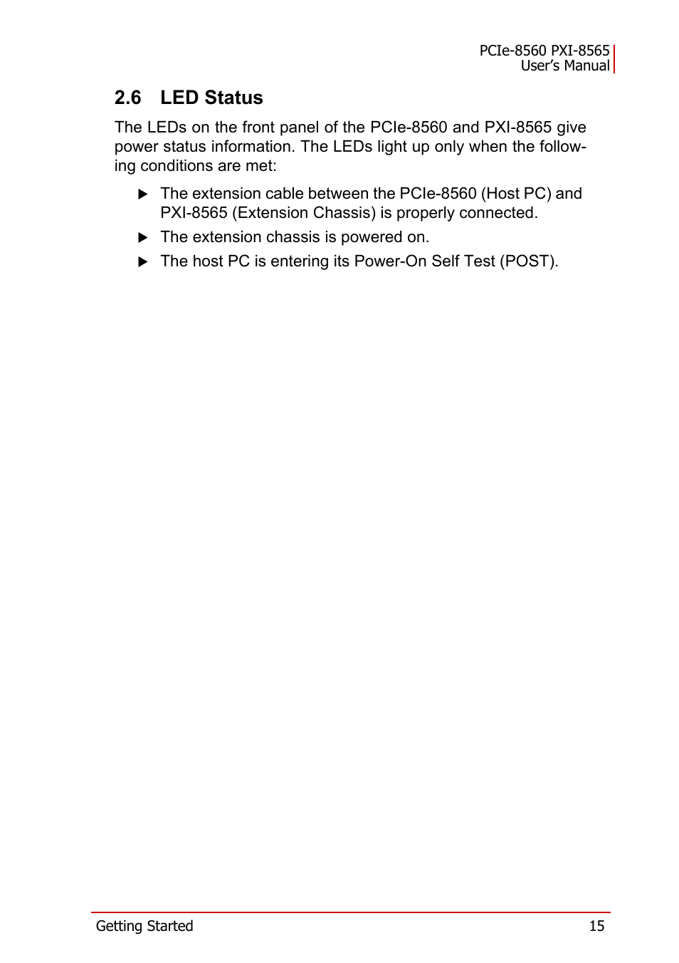 6 led status, Led status | ADLINK PXI-8565 User Manual | Page 29 / 46