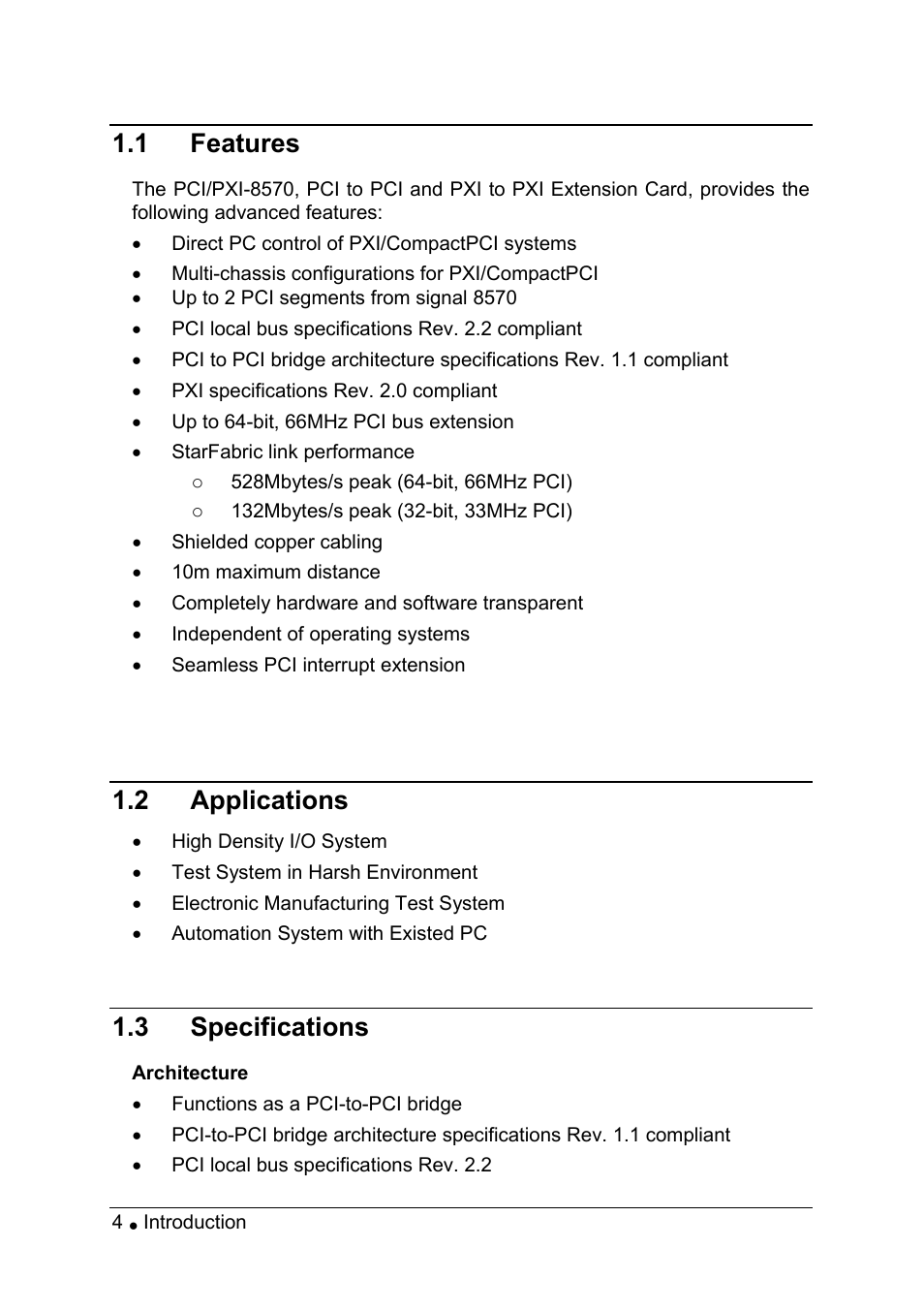 1 features, 2 applications, 3 specifications | ADLINK PXI-8570 User Manual | Page 8 / 23