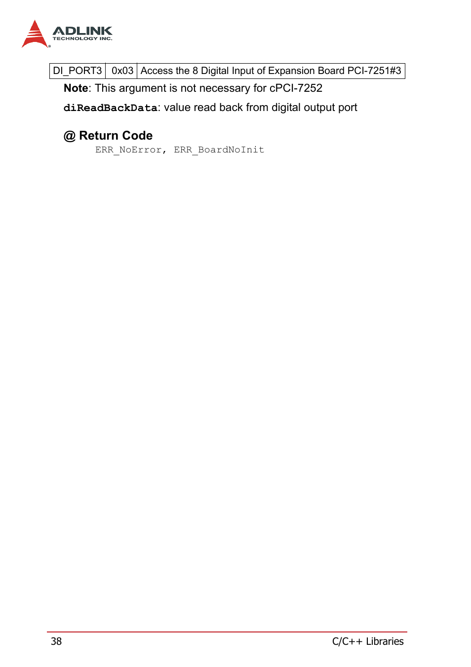 Return code | ADLINK cPCI-7252 User Manual | Page 48 / 56
