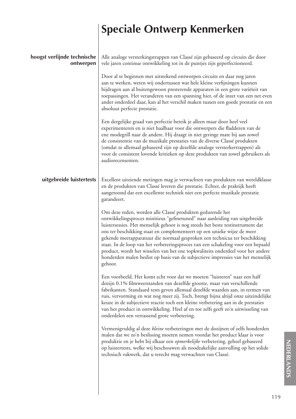 Speciale ontwerp kenmerken | Classe Audio CA-5200 User Manual | Page 119 / 136