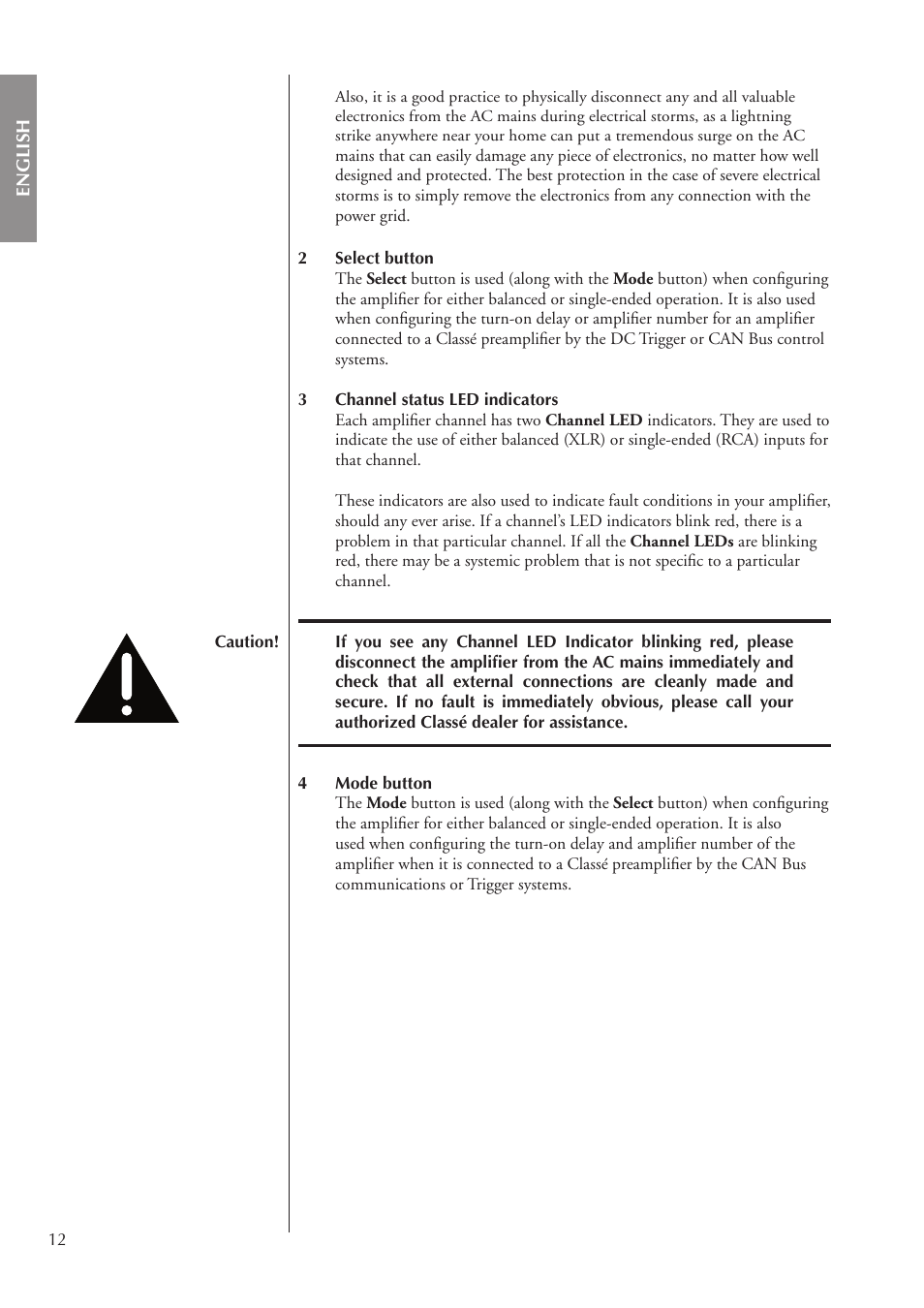 Classe Audio CA-5200 User Manual | Page 12 / 136