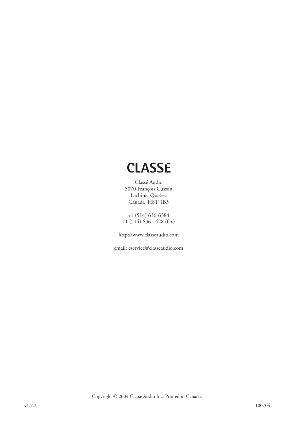 Classe Audio CA-5200 User Manual | Page 136 / 136
