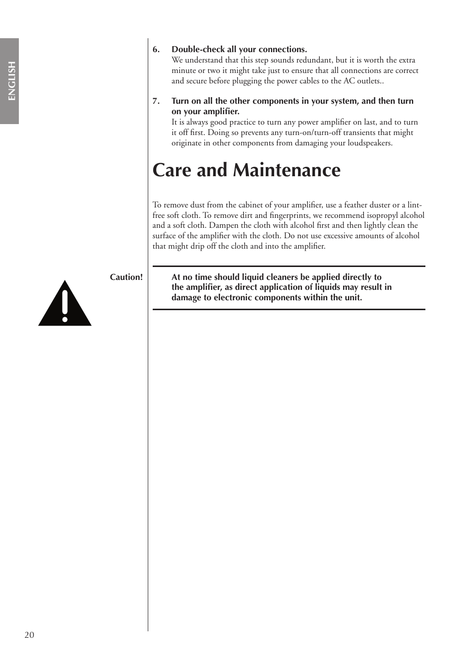 Care and maintenance | Classe Audio CA-5200 User Manual | Page 20 / 136