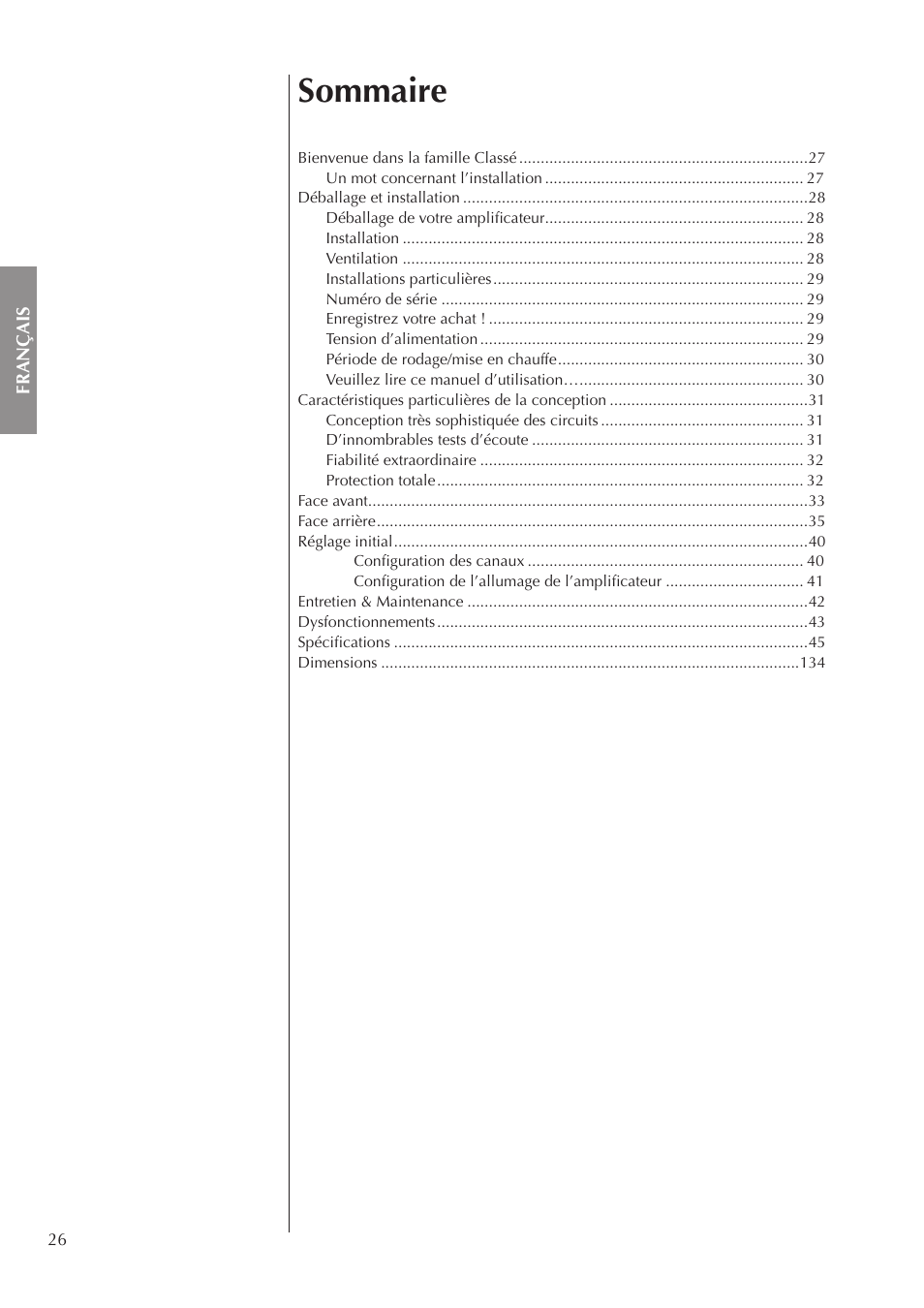 Sommaire | Classe Audio CA-5200 User Manual | Page 26 / 136