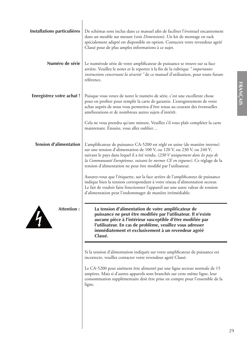 Classe Audio CA-5200 User Manual | Page 29 / 136