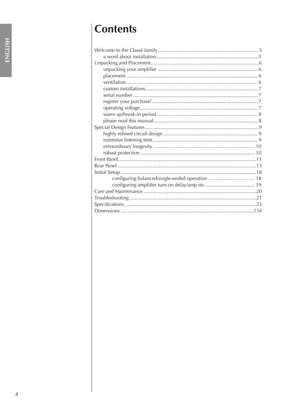 Classe Audio CA-5200 User Manual | Page 4 / 136