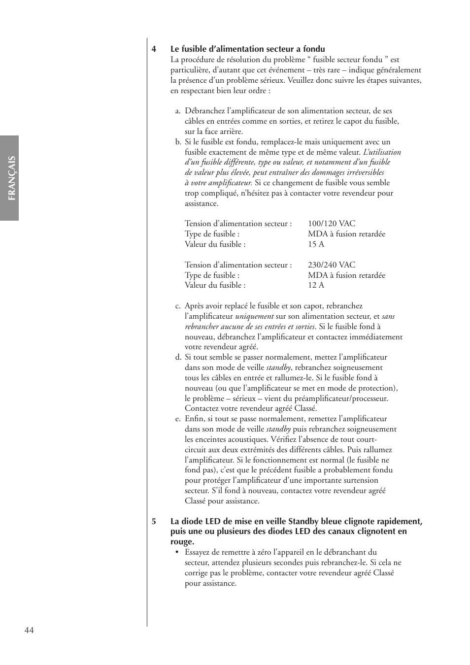 Classe Audio CA-5200 User Manual | Page 44 / 136