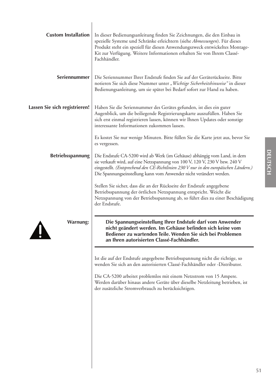 Classe Audio CA-5200 User Manual | Page 51 / 136