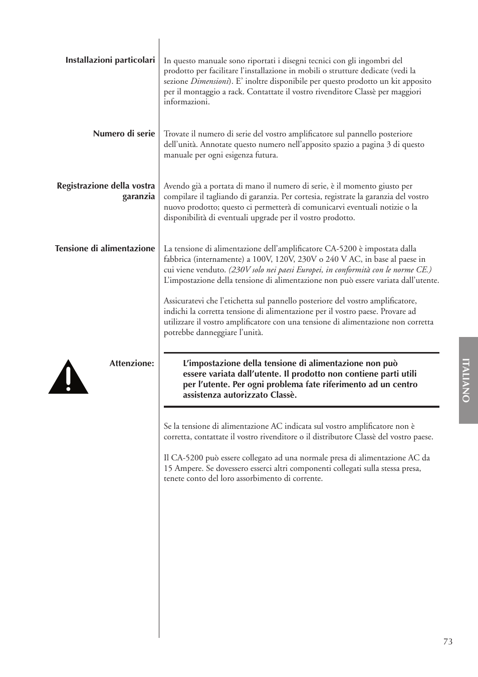 Classe Audio CA-5200 User Manual | Page 73 / 136