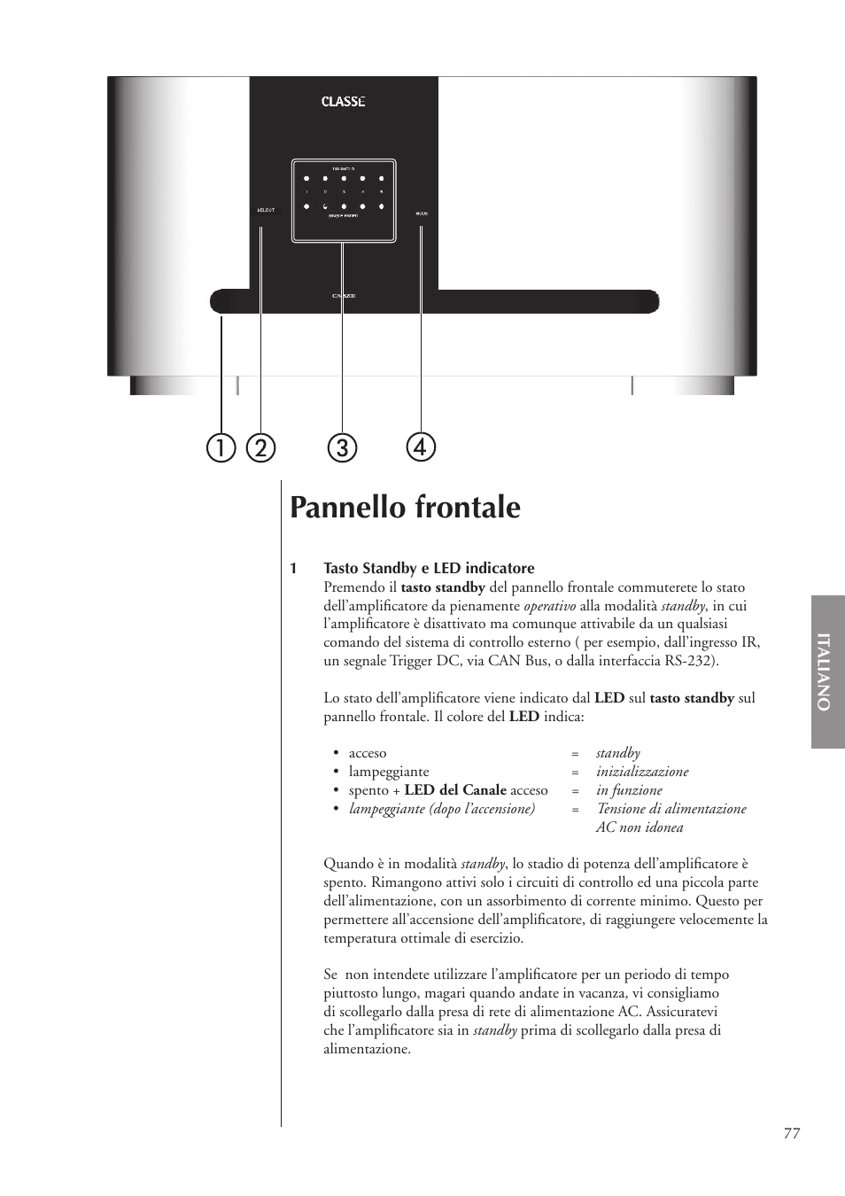 Pannello frontale | Classe Audio CA-5200 User Manual | Page 77 / 136