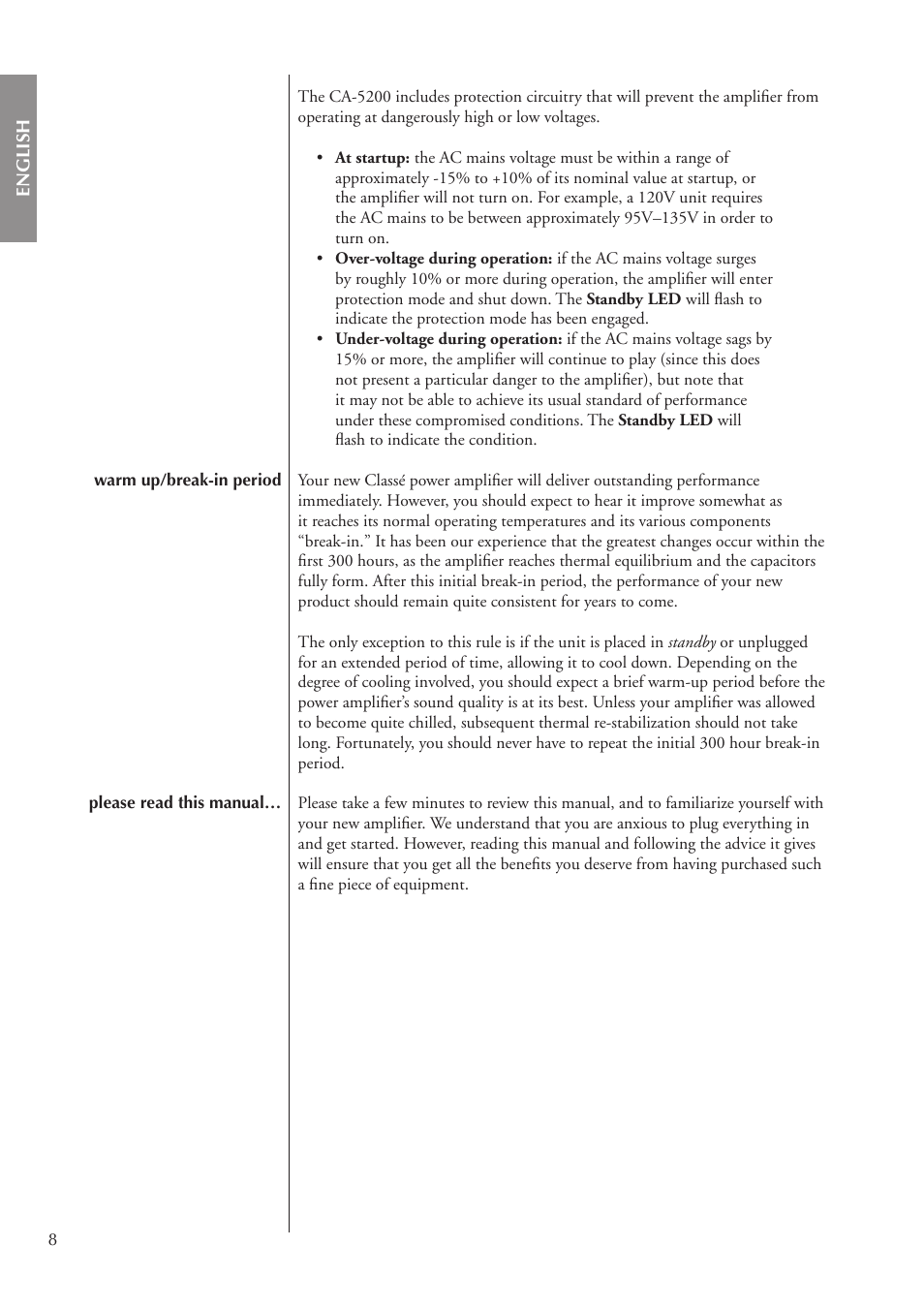 Classe Audio CA-5200 User Manual | Page 8 / 136